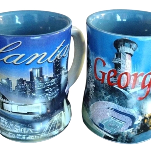 APS Set of 2 Atlanta and Georgia Collector Souvenir Ceramic Mugs - Picture 1 of 16